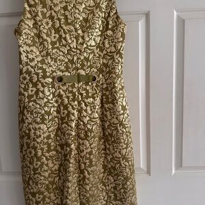 Gorgeous & Elegant Chetta B Olive and Gold Floral Dress (knee-length dress)